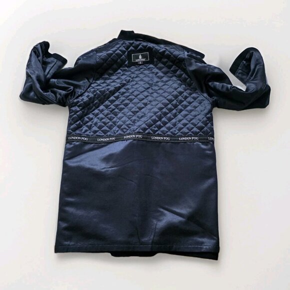 London Fog Coat Women 8R M Black Wool Blend Pockets Buttons Quilt Lined Preppy - Picture 11 of 16